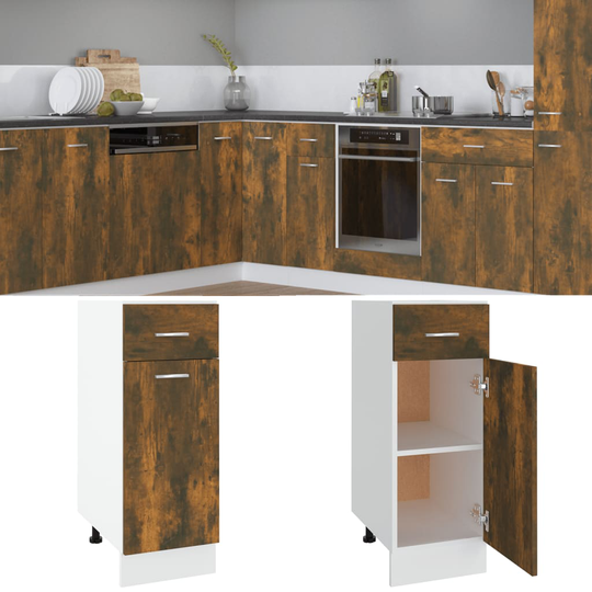 vidaXL Underskåp rökfärgad ek 30x46x81,5 cm konstruerat trä