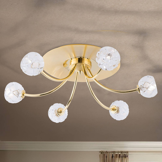 Blykristalltaklampa Maderno, guld, 57 cm