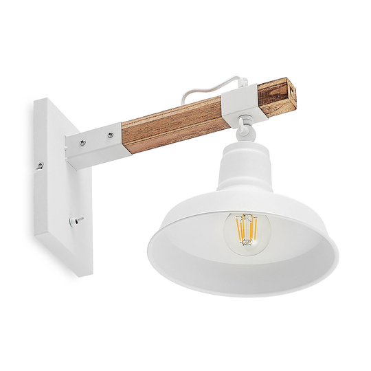 Lindby Calliora vägglampa, vit, metall och trä