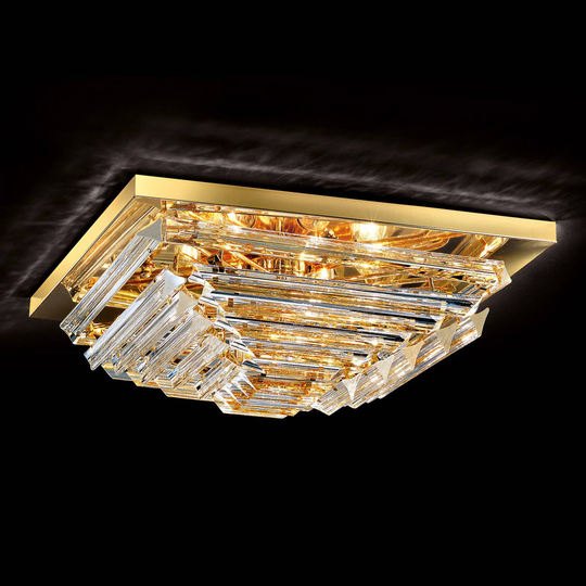Förgylld kristalltaklampa Losanghe, 55 cm