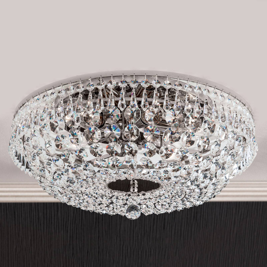 Förkromad kristalltaklampa SHERATA, 45 cm