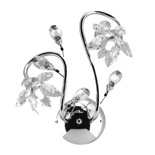 Vägglampa Ninfea i krom med kristallblommor