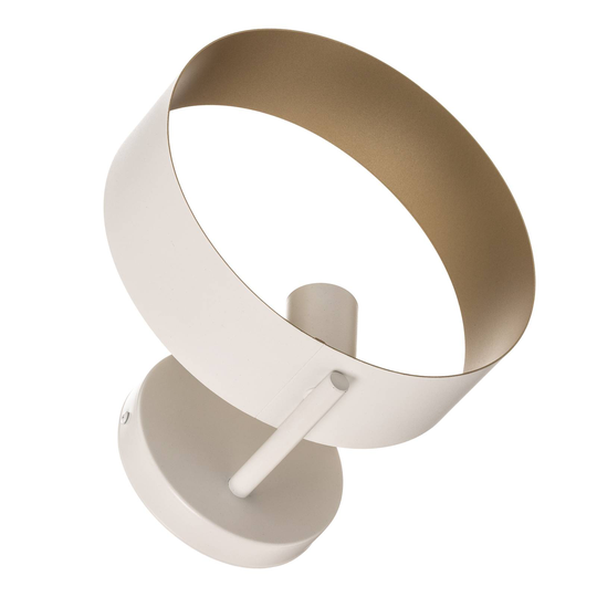 Vägglampa Hula i ringdesign, vit/guld