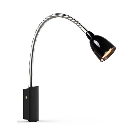 LED-vägglampa Tulip med kabel och kontakt, svart