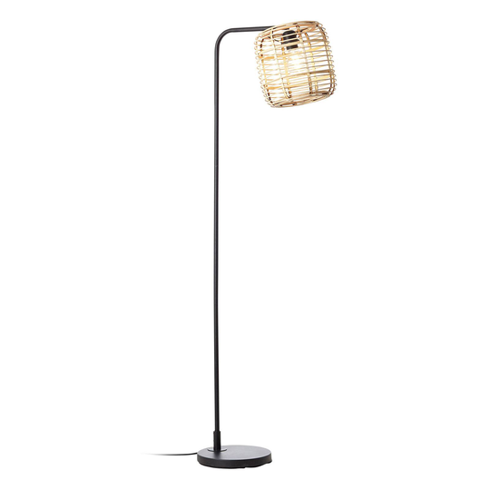 Golvlampa Crosstown svart, bambuskärm ljus