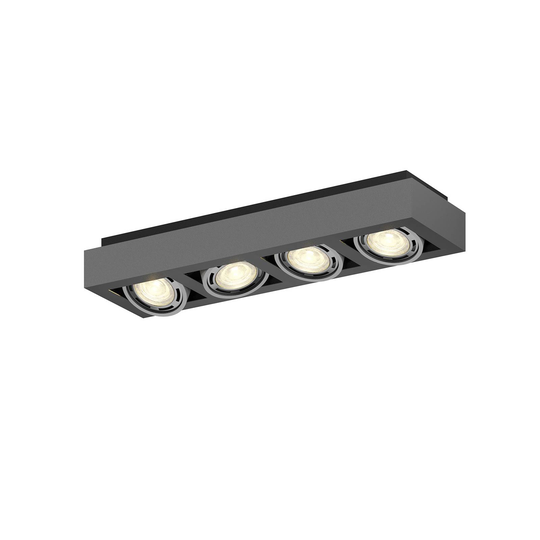 LED-takspotlight Ronka, 4 lampor, lång, mörkgrå