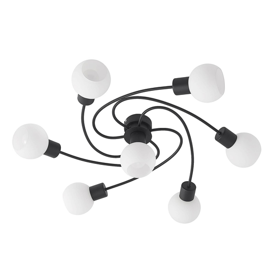 Lindby LED-taklampa Ciala, 7 lampor, svart vit