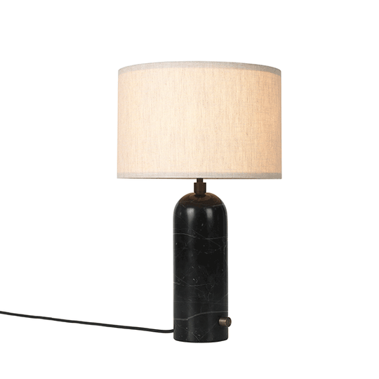 GUBI Gravity Bordslampa Svart Marmor och Skärm av Segelduk Mindre
