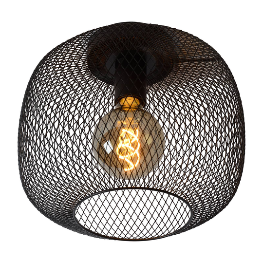 Taklampa Mesh, rund, Ø 30 cm, svart