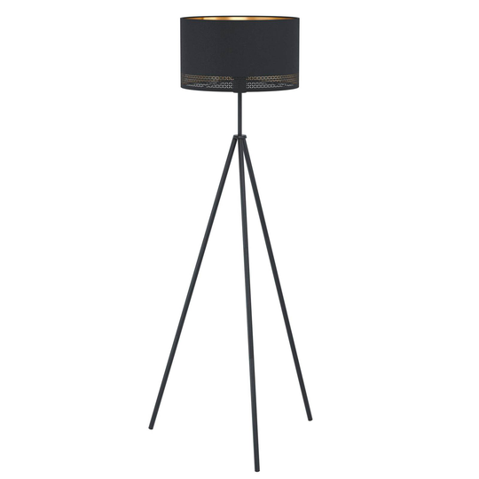 Golvlampa Esteperra, trebent, svart/guld