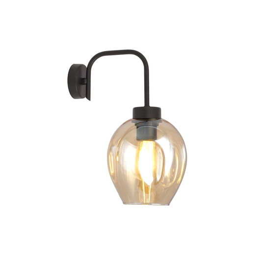 Vägglampa Lukka, 1 lampa, svart/amber