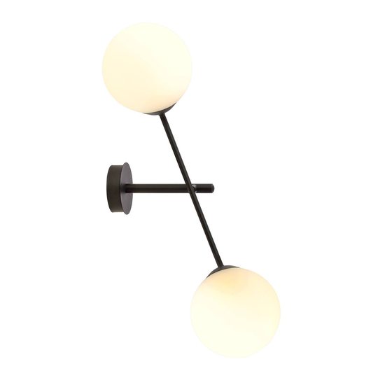 Vägglampa Linear, svart/opal, 2 lampor