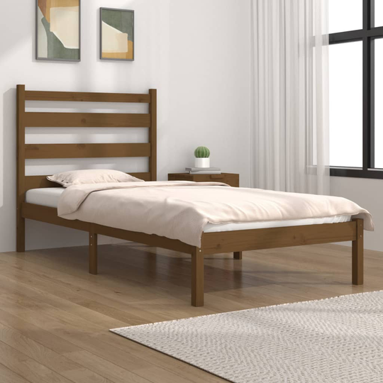 vidaXL Sängram honungsbrun massiv furu 100x200 cm
