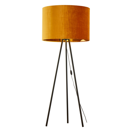 Golvlampa Tercino, trebent, skärm orange