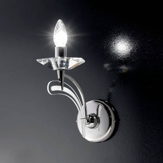 Vägglampa ICARO, 1-lågig., med kristallglas, krom