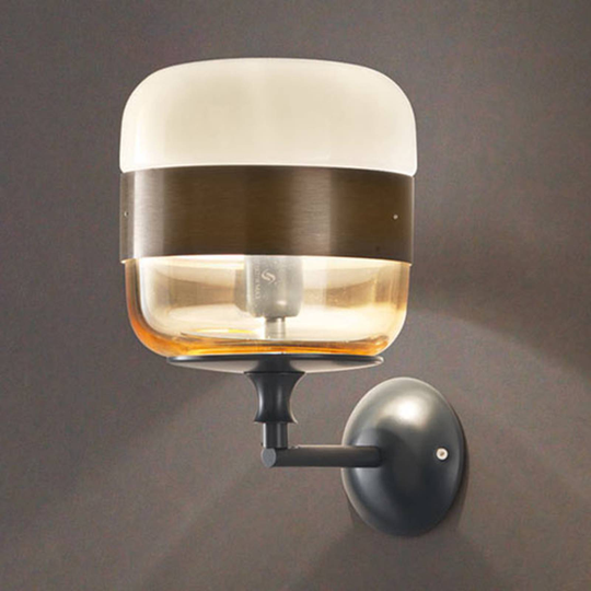 Designervägglampa Futura av glas, brons