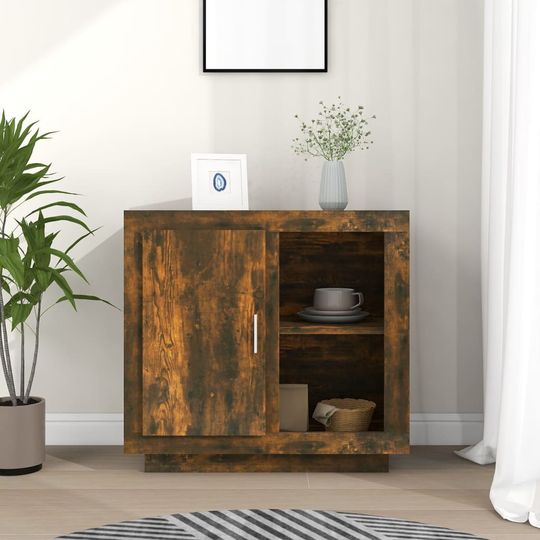 vidaXL Byrå rökfärgad ek 80x40x75 cm konstruerat trä