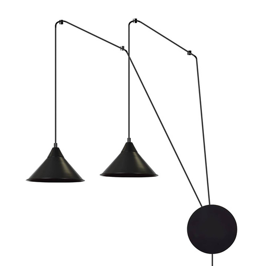 Vägglampa Ramo, svart, 2 lampor, metall