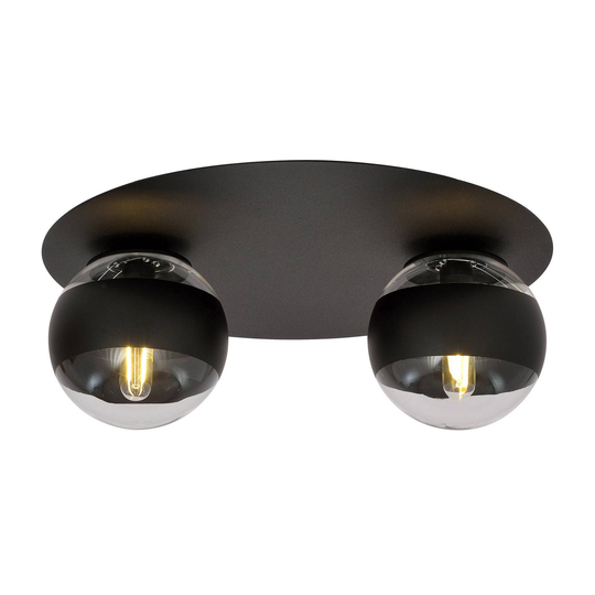 Taklampa Kenzo, svart/klar, 2 lampor
