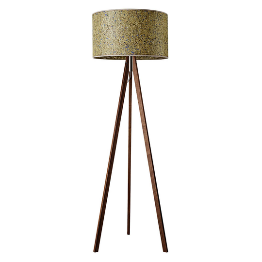 LeuchtNatur Ligno golvlampa nötträ hö/kornblomma