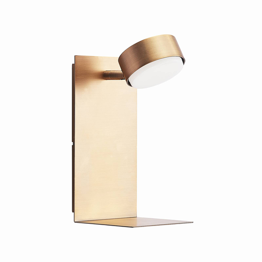 Lindby Kaylou LED-vägglampa, USB, hylla, brons