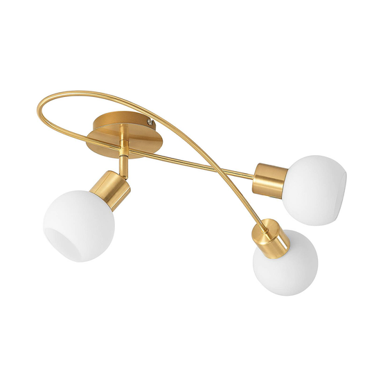 Lindby LED-taklampa Elaina 3 lampor lång, mässing