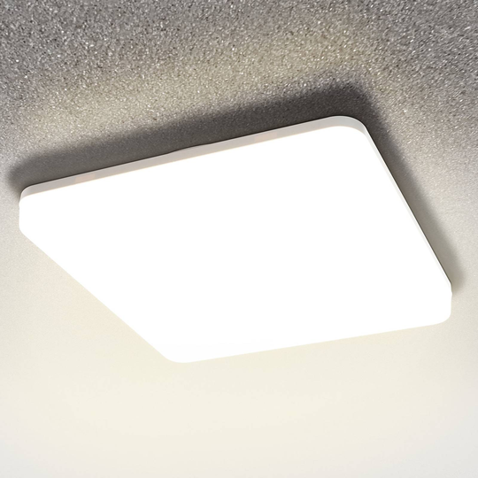 LED-taklampa Pronto, kantig, 33 x 33 cm
