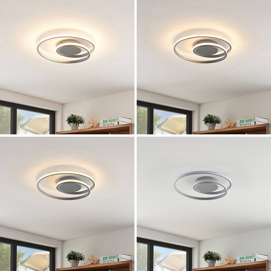 Lindby Kyron LED-taklampa, silver titanfärg