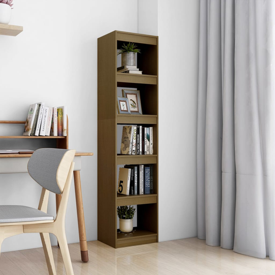 vidaXL Bokhylla/rumsavdelare honungsbrun 40x30x167,5 cm massiv furu