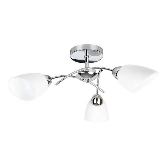 Taklampa Varietta med glasskärmar, krom 3 lampor
