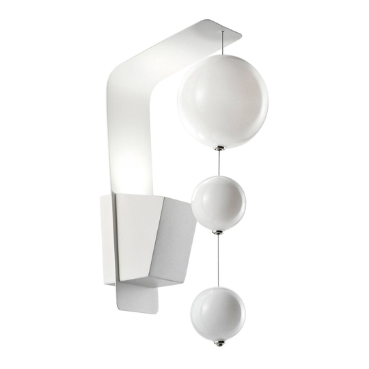 Vägglampa Bolero, vitt fäste, vita kulor