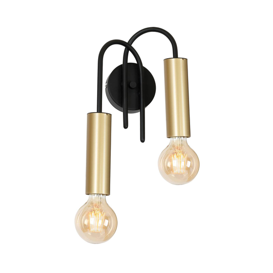 Vägglampa Aidan, svart/mässing, 2 lampor