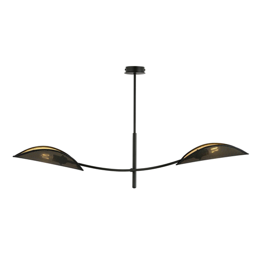 Taklampa Lotus, svart/guld, 2 lampor