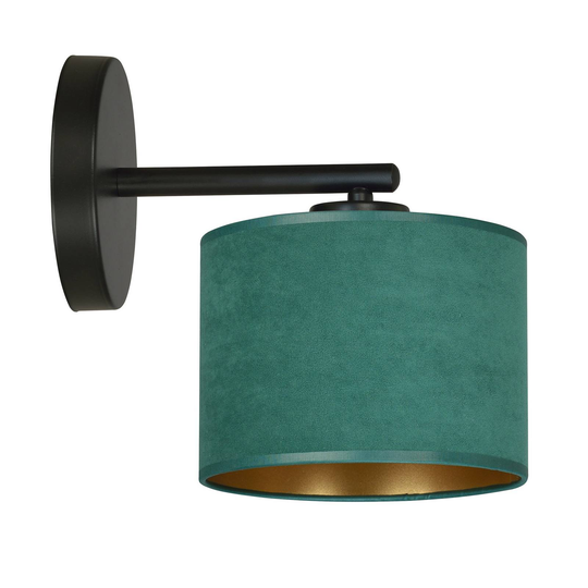 Vägglampa Jari tygskärm, grön/guld