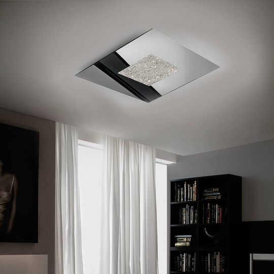 Speglande LED-taklampa Narciso med isutseende