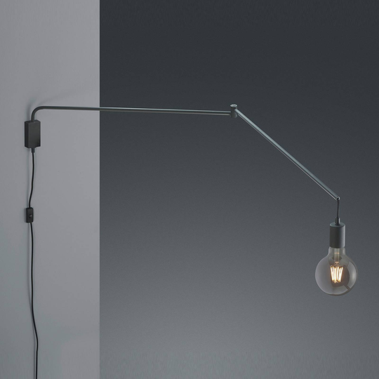 Vägglampa Line med kabel + kontakt, svart