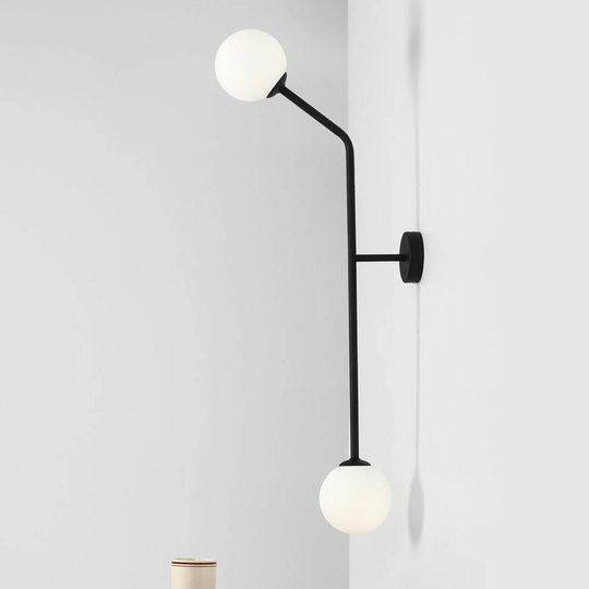 Vägglampa Pure, 2 lampor, svart, vertikal