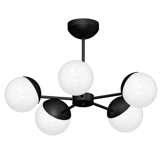 Taklampa Sfera 5 lampor avstånd glas/svart