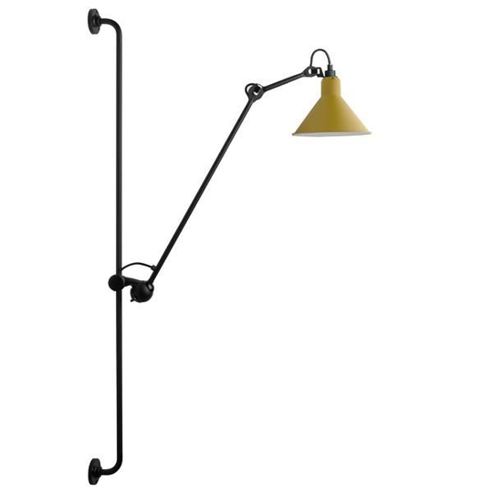 Lampe Gras N214 Vägglampa Matt Svart & Matt Gul