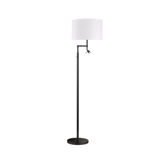 Golvlampa Teramo med LED-läslampa, skärm vit