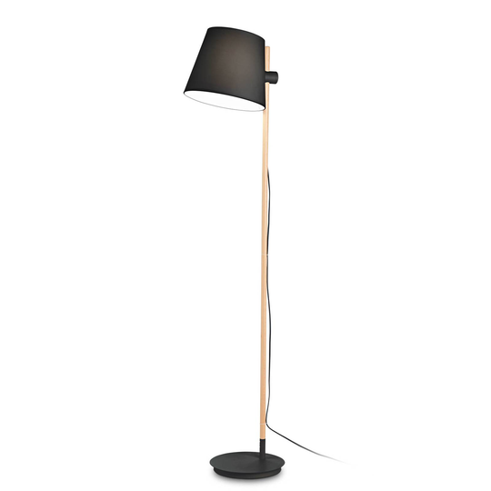 Ideal Lux Axel golvlampa med trä, svart/natur