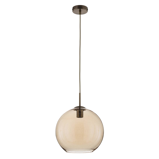 Hänglampa Balls med bärnstensfärgad glaskula 30cm
