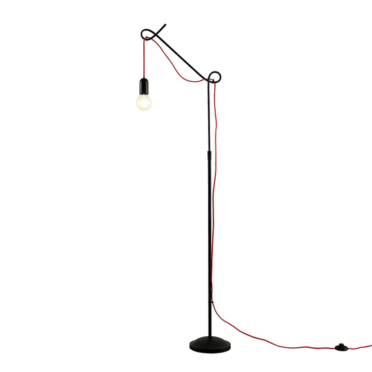 Lucande Jorna golvlampa i svart, röd kabel