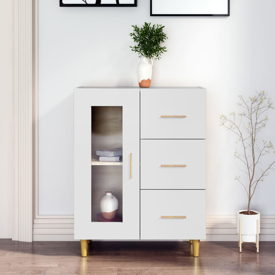 vidaXL Byrå vit 69,5x34x90 cm konstruerat trä