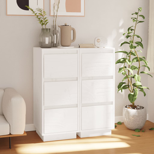 vidaXL Byråer 2 st vit 32x34x75 cm massiv furu