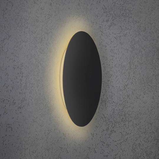 Escale Blade LED-vägglampa, matt svart, Ø 44 cm