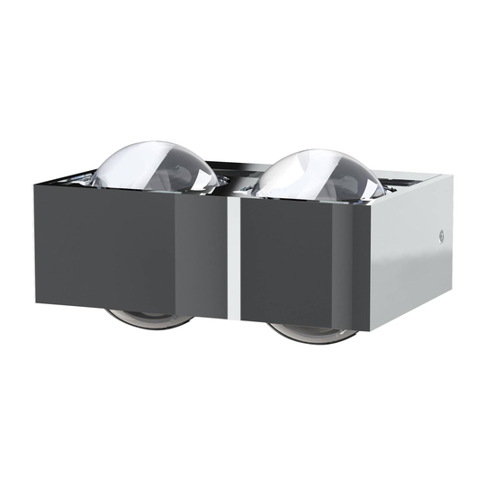 Vägglampa Focus 150, 4 x linser klar, 2xG9, krom