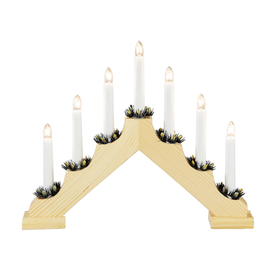 Ljus träljusstake 7-arm.
