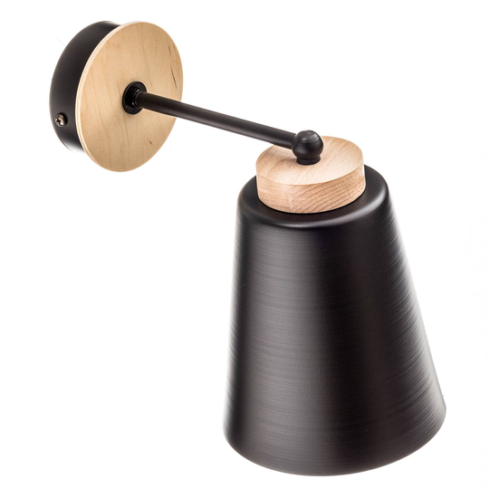 Vägglampa Periot K1 med trädekoration, svart