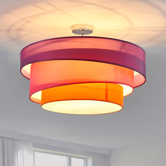 Trefärgad taklampa Melia, violett och rosa